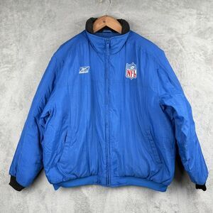 Reebok NFL On Field‎ Coat Mens XL Blue Equipment Puffer Jacket Heavy Y2K Warmth
